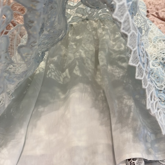 Just Me Lace Ruffle Dress in Light Blue Floral size Large - Picture 8 of 10